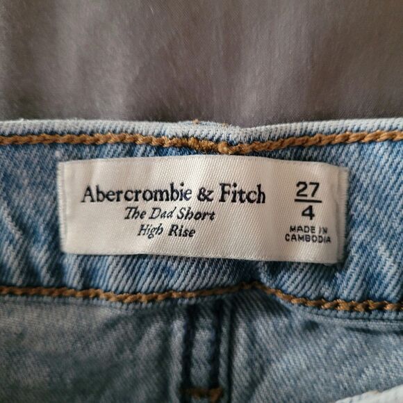 Abercrombie & Fitch The Dad Cutoff Short Womens 27 Blue High Rise Stretch Denim - Picture 2 of 7